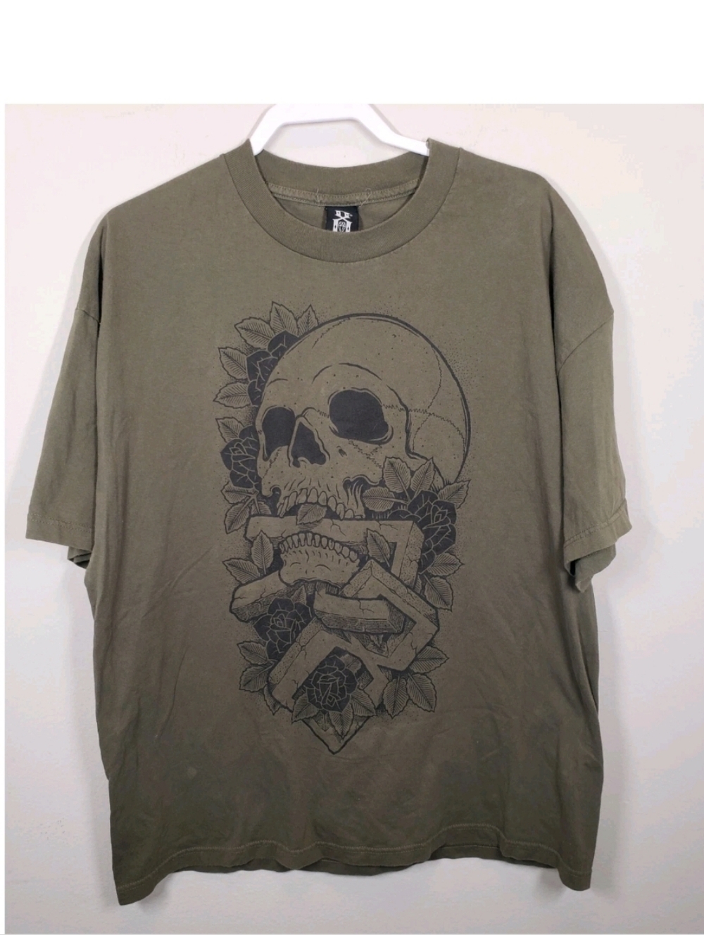 Rebel Eight Skull Floral Tee Shirt Men's 2X